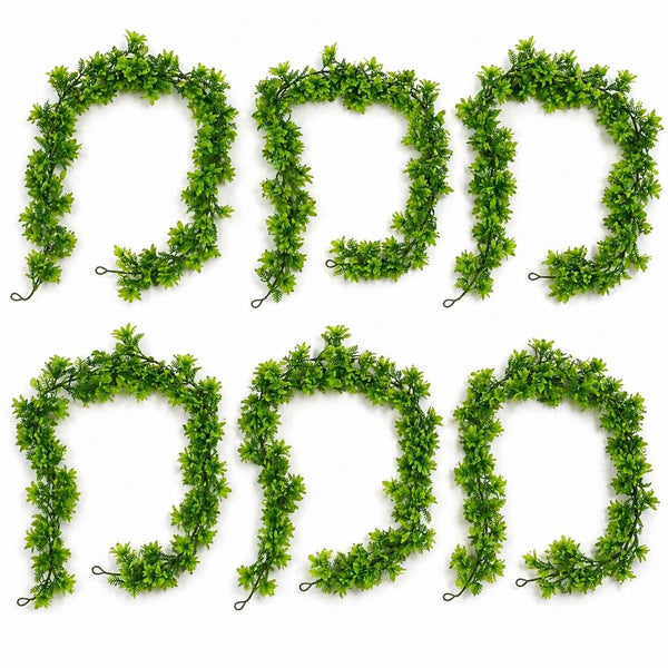 Pack of 6 x 160cm Artificial Green Floral Garland Hanging Foliage Decoration - Premium Quality