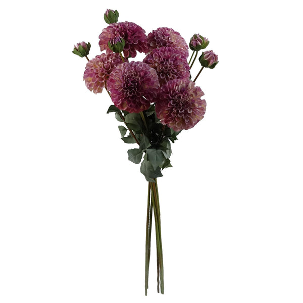 6 x Dhalia PomPom Artificial Flowers Pink