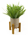 Ceramic Plant Pot Planter Diamond Grey Bamboo 16 x 16 x 19cm Designer