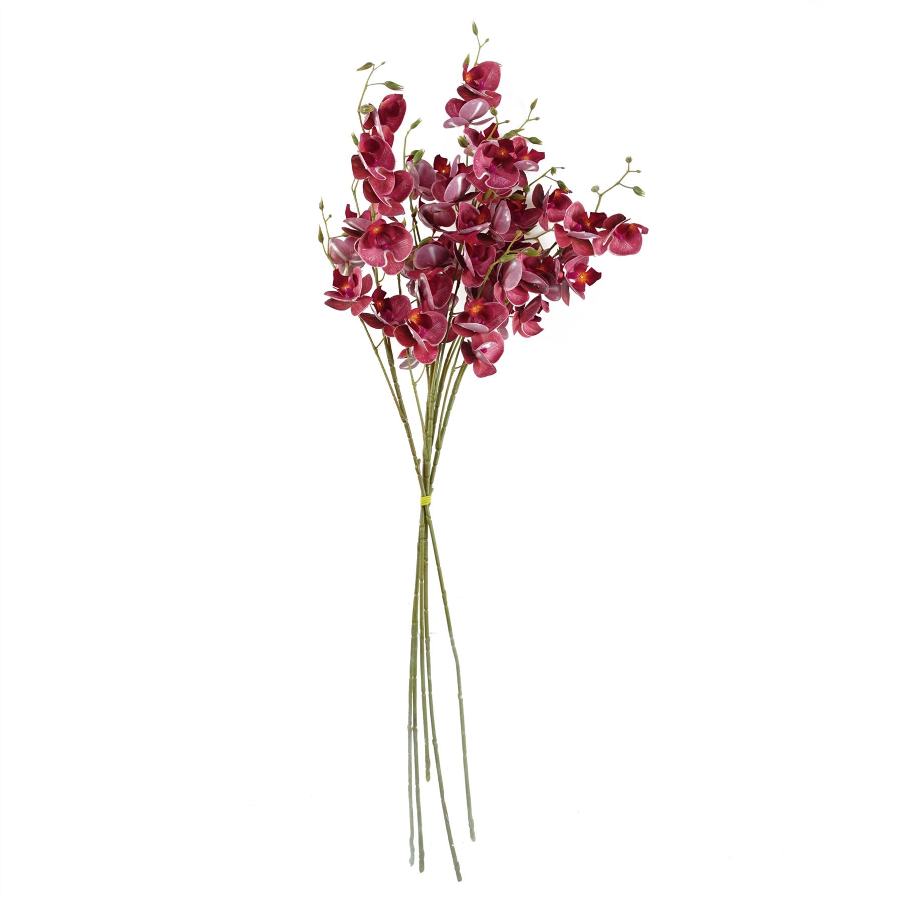 Pack of 6 x Artificial Flowers Dark Pink Mini Orchid Stem 80cm