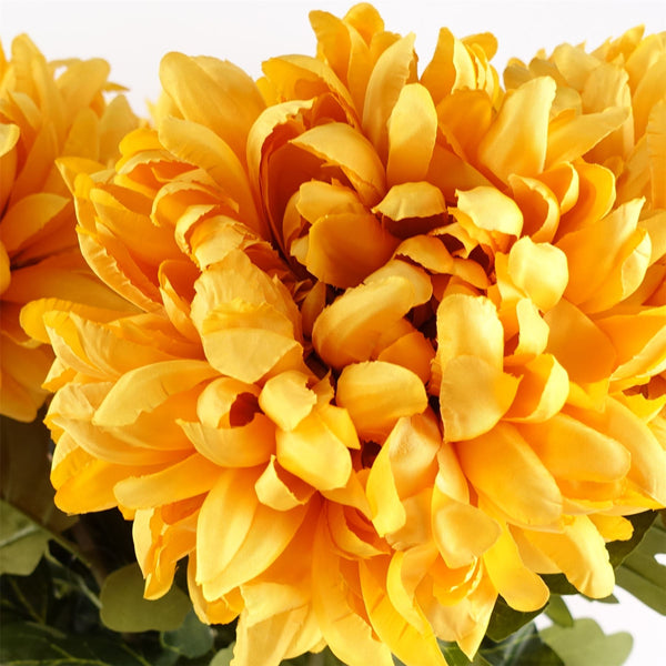 Pack of 6 x Artificial Flowers Extra Large Reflex Chrysanthemum - Gold 75cm