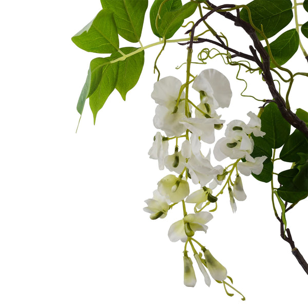 Leaf Design 90cm Artificial White Wisteria Bush