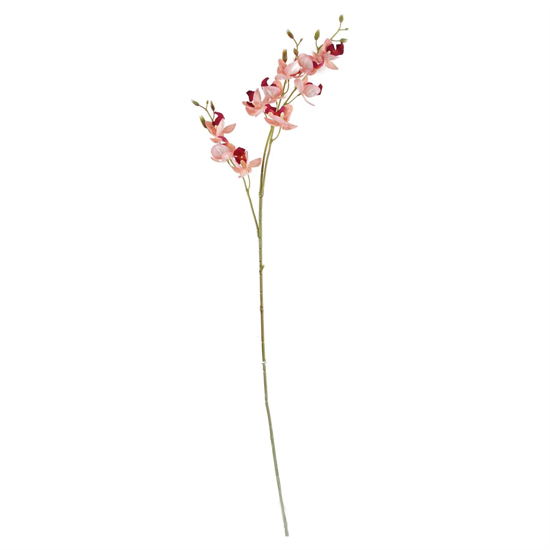 Pack of 6 x 80cm Pink Artificial Mini Orchid Stem - Premium Quality