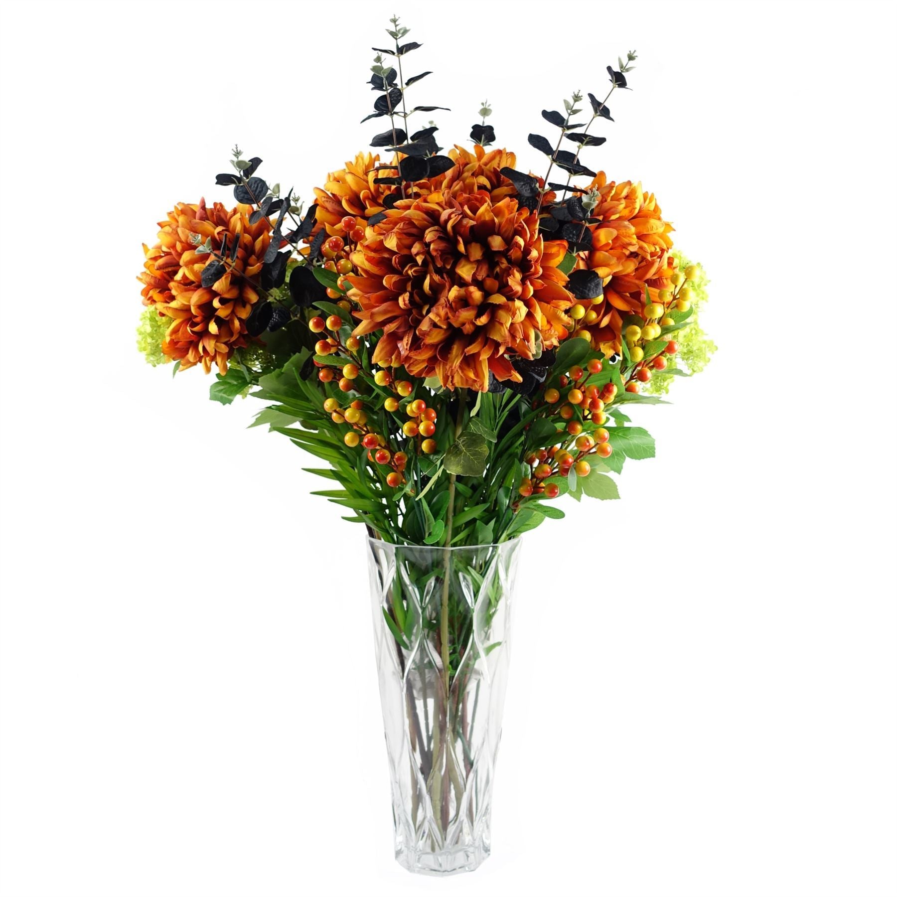 Pack of 6 x 75cm Extra Large Reflex Chrysanthemum - Orange - Premium Quality