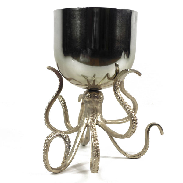 28cm Silver Metal Octopus Bowl Style Planter Botanik