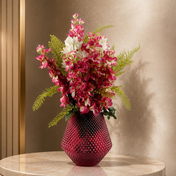 70cm Dark Pink Artificial Delphinium Flower Arrangement Pink Vase - Premium Quality
