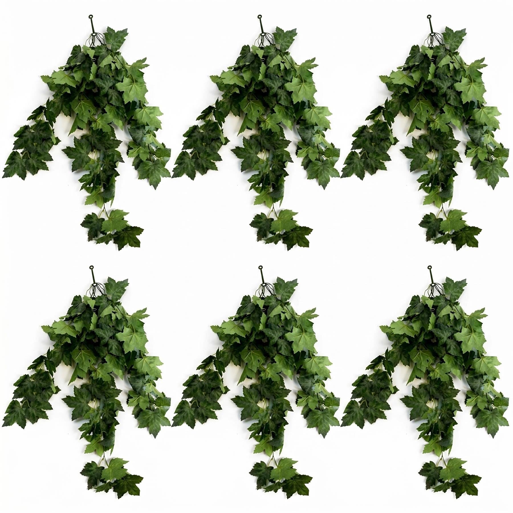 Pack of 6 x 70cm Artificial Trailing Grape Ivy Plant Faux Hanging Foliage - Green - Premium Quality