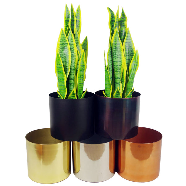 Leaf Metal Planter Plant Pot with Polished Gold Finish 20 x 18cm - Gold|Gold