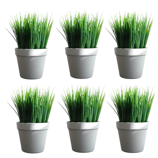 Pack of 6 x 22cm Artificial Grass Plant - Premium Quality