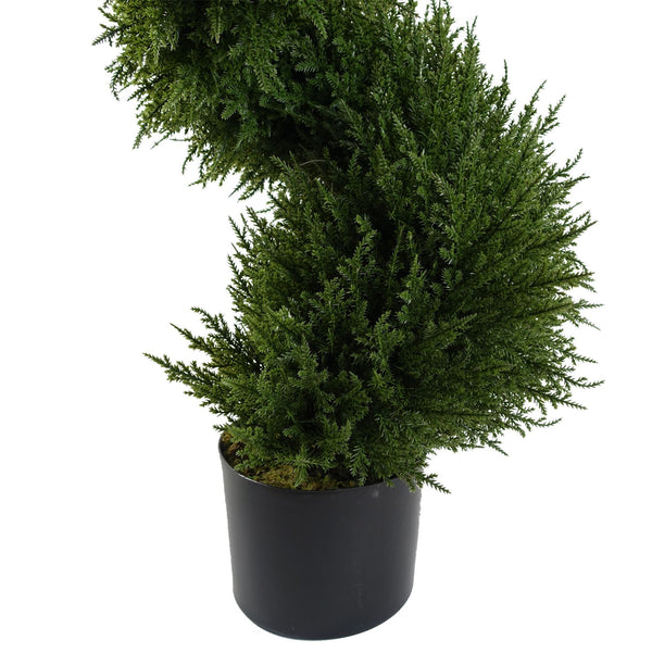 120cm Pair of Spiral Cypress Tree Artificial Topiary - Premium Quality