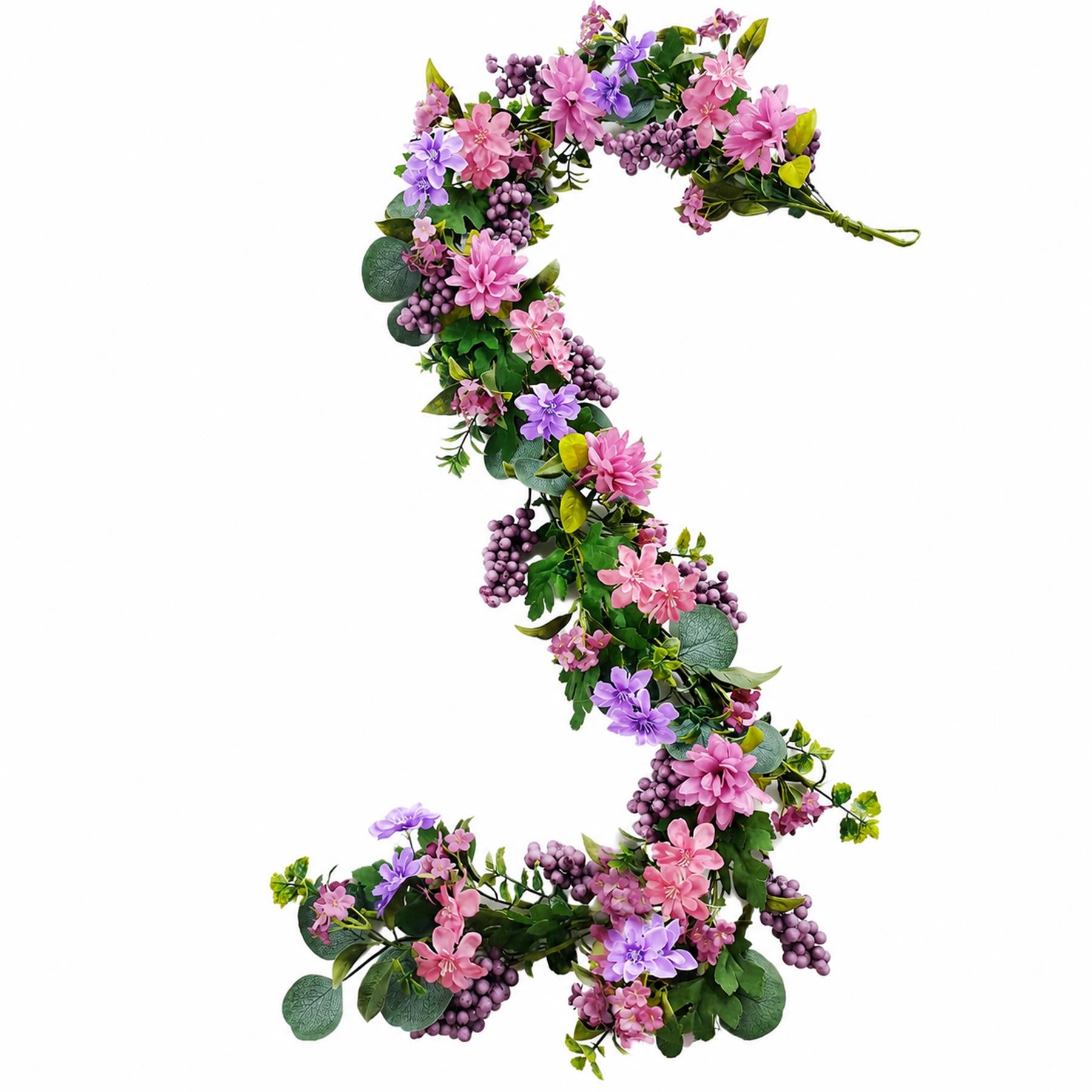 155cm Artificial Pink and Purple Flower Garland