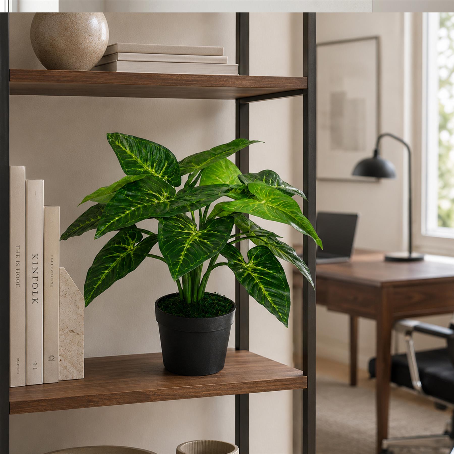 45cm Artificial Taro Plant - 45cm Dark Taro