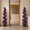 120cm Pair of Purple Large Botanik Spiral Topiary Trees with Decorative Planters - Premium Quality