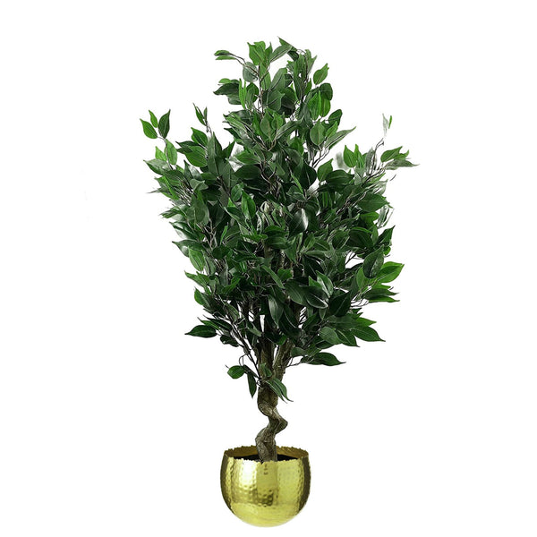 110cm Artificial Ficus Tree Plant Gold Planter