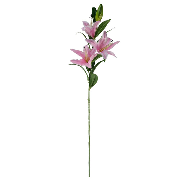 Artificial Flowers Large Pink Lily Stem - 3 Flowers 100cm