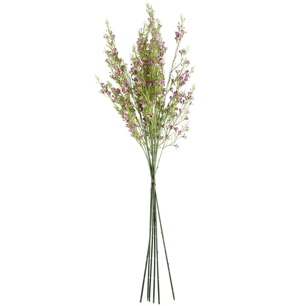 Pack of 6 x 100cm Artificial Foliage Stem with Small Flowers - Purple - Premium Quality