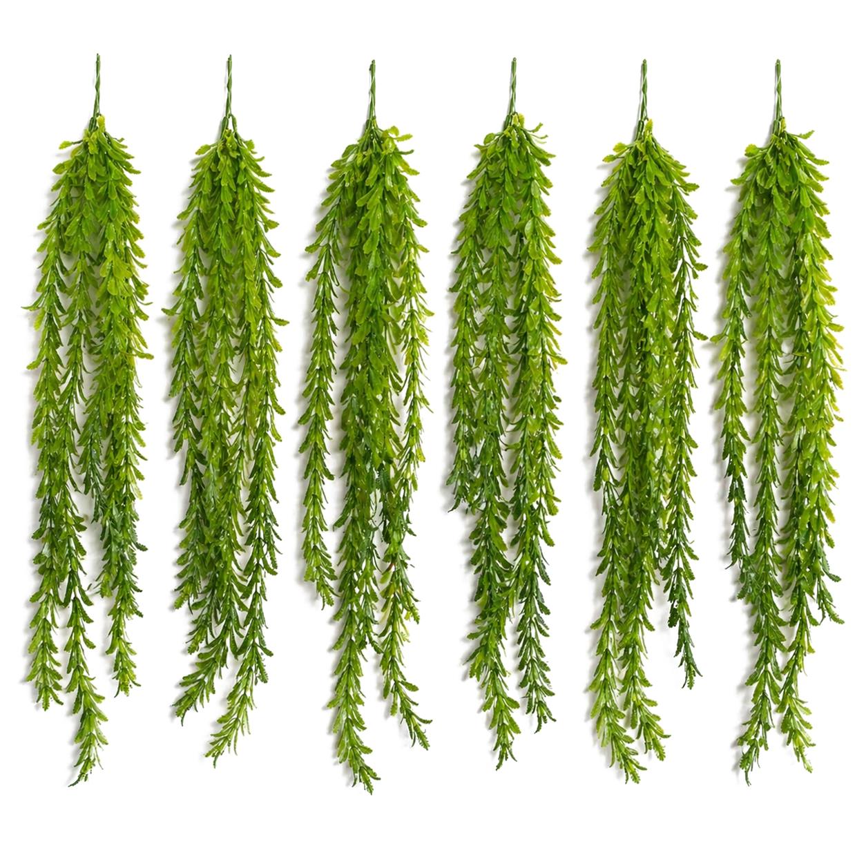 Pack of 6 x 80cm Artificial Trailing Fern Style Hanging Plant Faux Greenery Vine