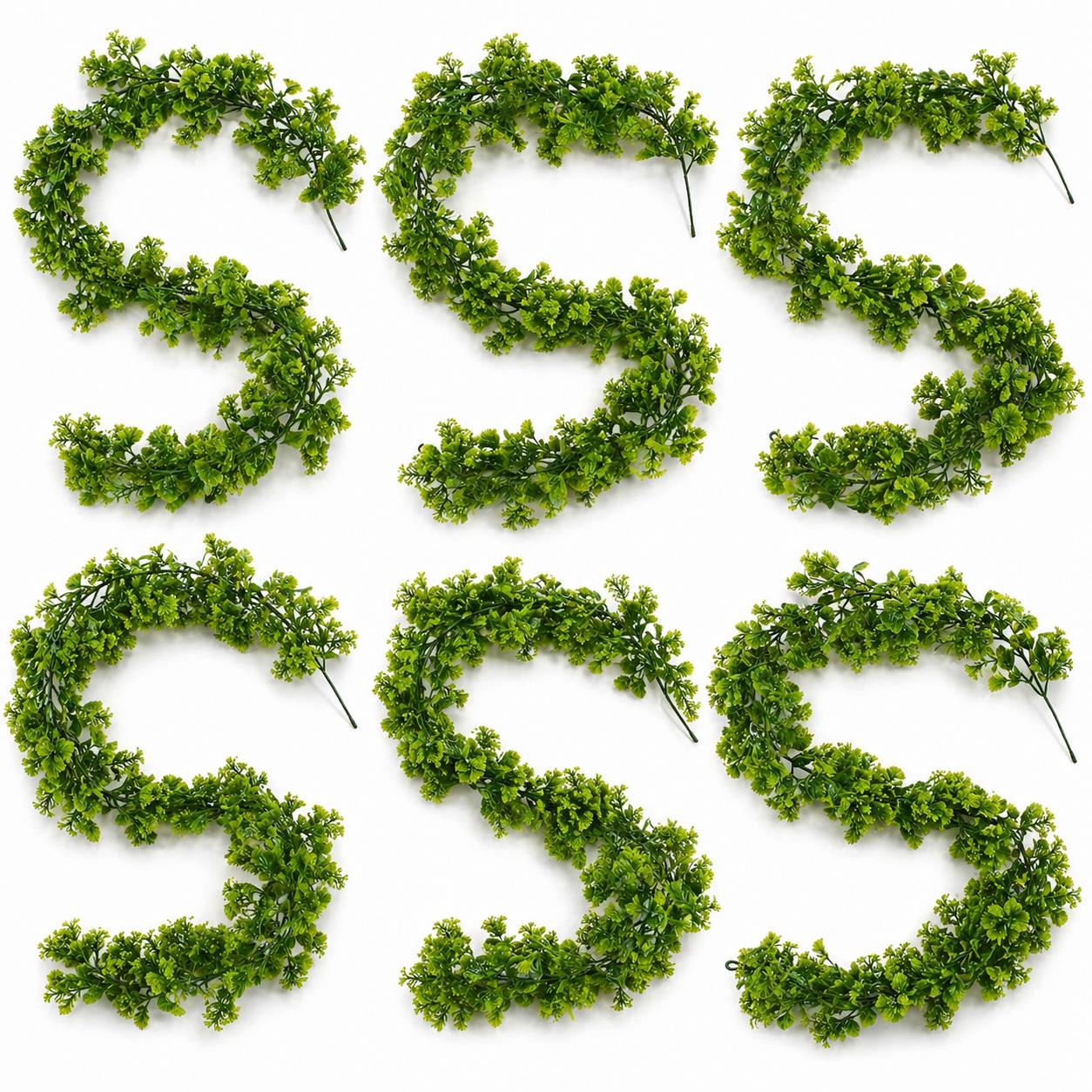 Pack of 6 x 170cm Artificial Green Mixed Foliage Floral Garland Hanging Decoration