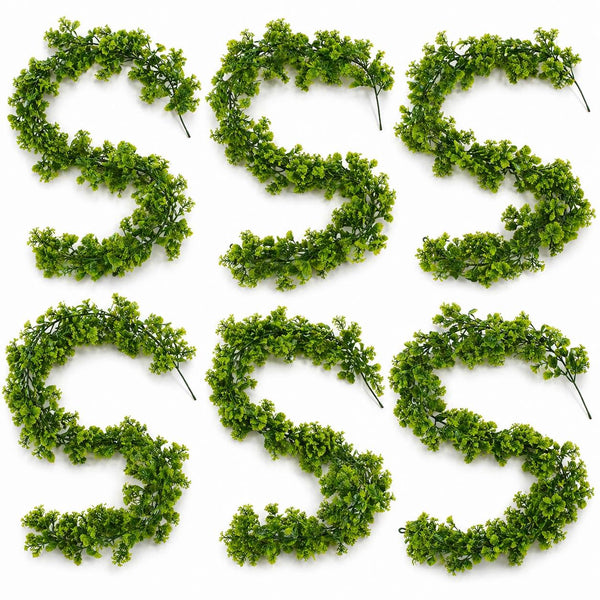 Pack of 6 x 170cm Artificial Green Mixed Foliage Floral Garland Hanging Decoration