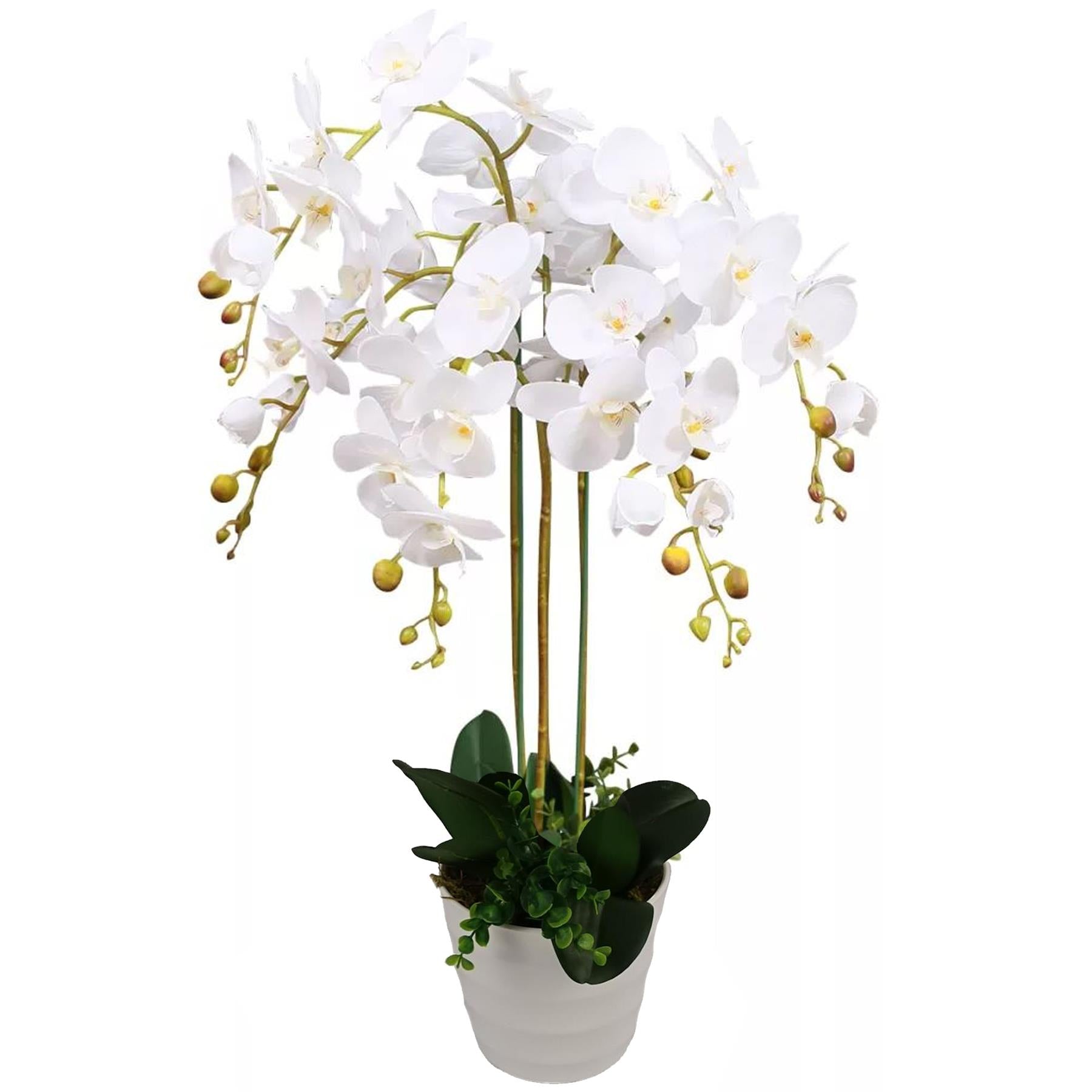 Artificial Deluxe Bush Orchid White 85cm Bush Orchid Lots Flowers