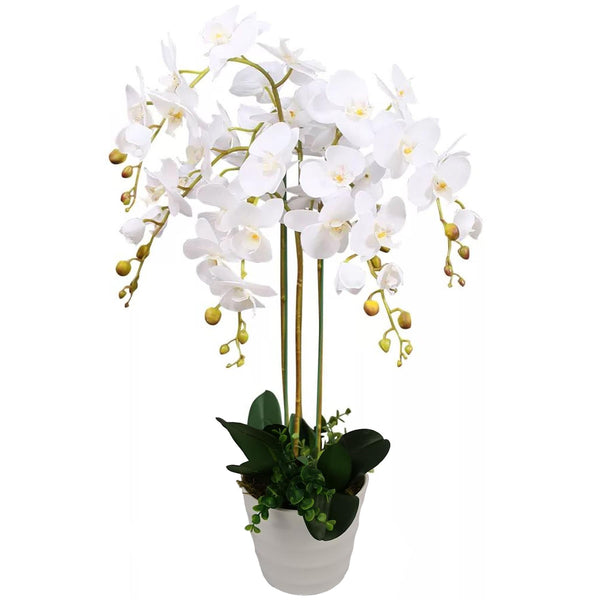 Artificial Deluxe Bush Orchid White 85cm Bush Orchid Lots Flowers