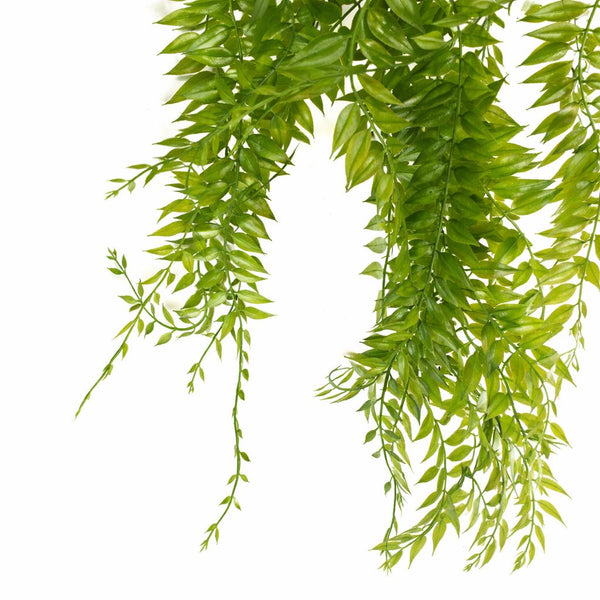 100cm Artificial Trailing Green Leaf Hanging Fern Plant with Wired Top Stems