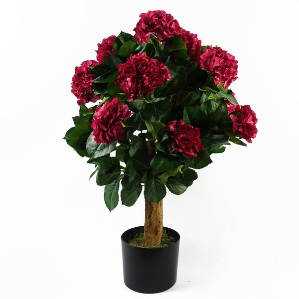 Leaf 75cm Artificial Pink Bush Hydrangea Plant Potted