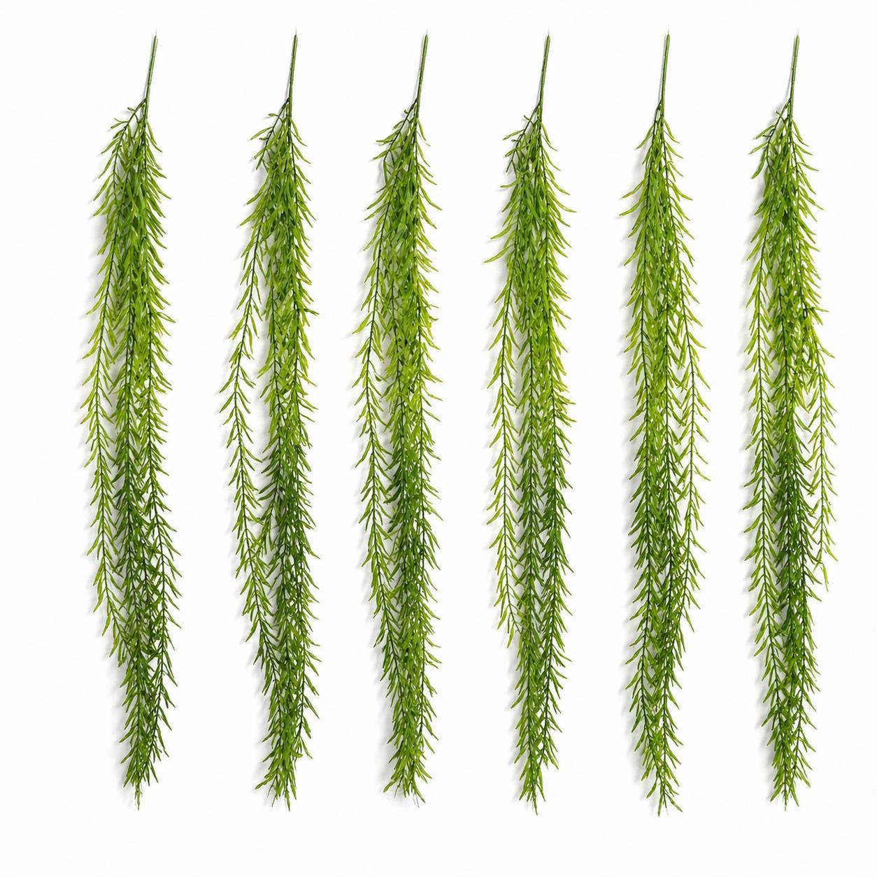 Pack of 6 x 100cm Artificial Trailing Rhipsalis Style Hanging Plant - Dark Green Tips