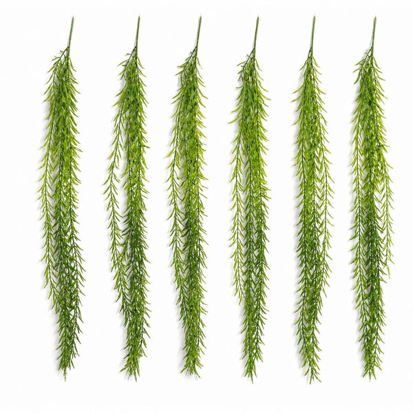 Pack of 6 x 100cm Artificial Trailing Rhipsalis Style Hanging Plant - Dark Green Tips