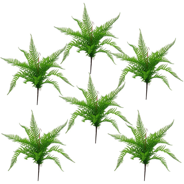 6 x 60cm Artificial Bushy Dixie Wood Fern Dark Green Plant - Premium Quality
