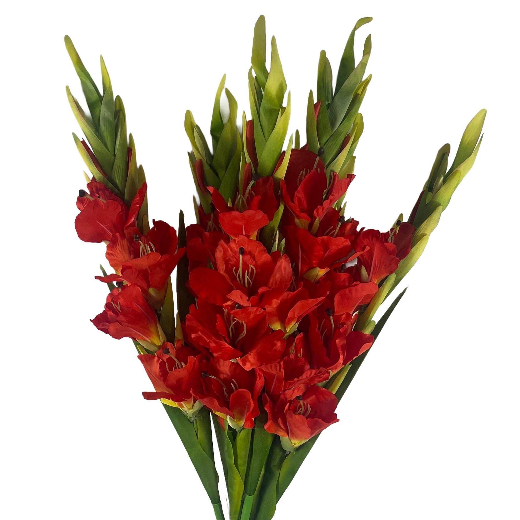 Pack of 6 x 115cm Artificial Orange Gladioli Stem