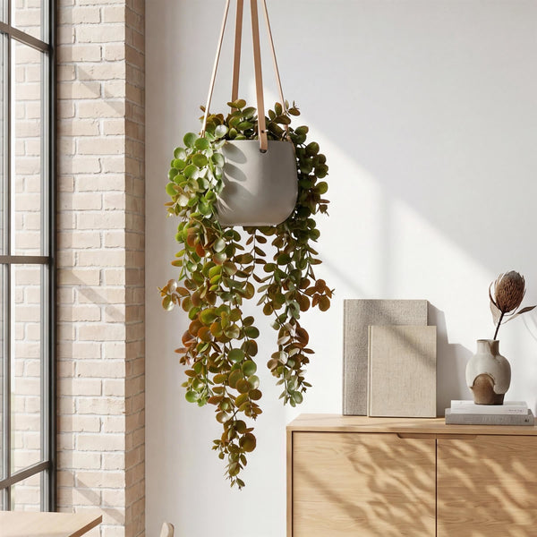 Pack of 6 x 75cm Artificial Trailing Round Botanik Hanging Foliage Plant - Autumn Green & Bronze - Premium Quality