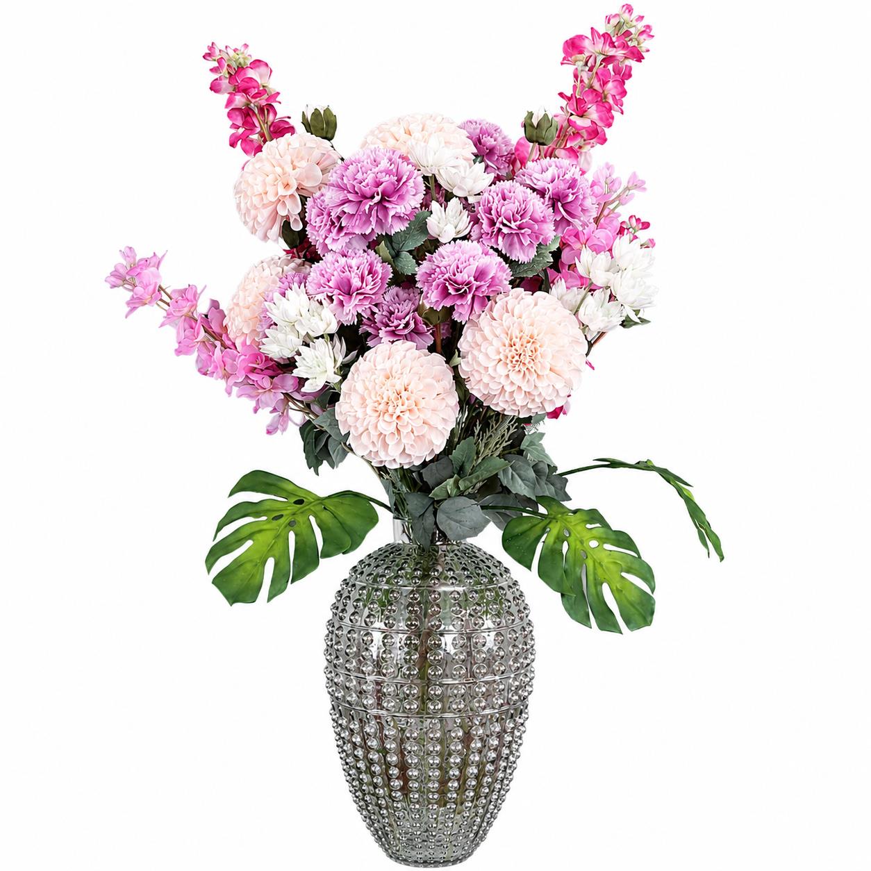Leaf 75cm Dahlia Artificial Flowers Tropical Blossom Bubble Vase