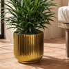 20cm Gold Fluted Metal Planter by Leaf