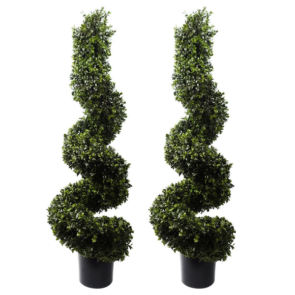 120cm Pair of Spiral Boxwood Artificial Tree UV Resistant Outdoor - Premium Quality