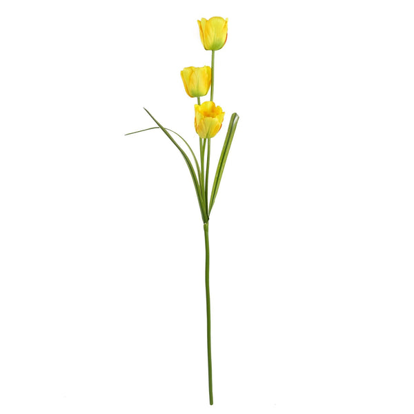 Pack of 6 x 80cm Artificial Tulip Yellow Stem - Premium Quality