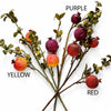 Pack of 6 x 75cm Artificial Pomegranate Stem Artificial Red - Premium Quality