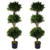 120cm Pair of Buxus Triple Ball Artificial Tree UV Resistant Outdoor Topiary - Premium Quality