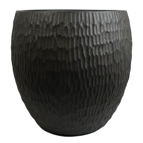 43cm Inoke Embossed Large Grey Composite Planter Plant Pot