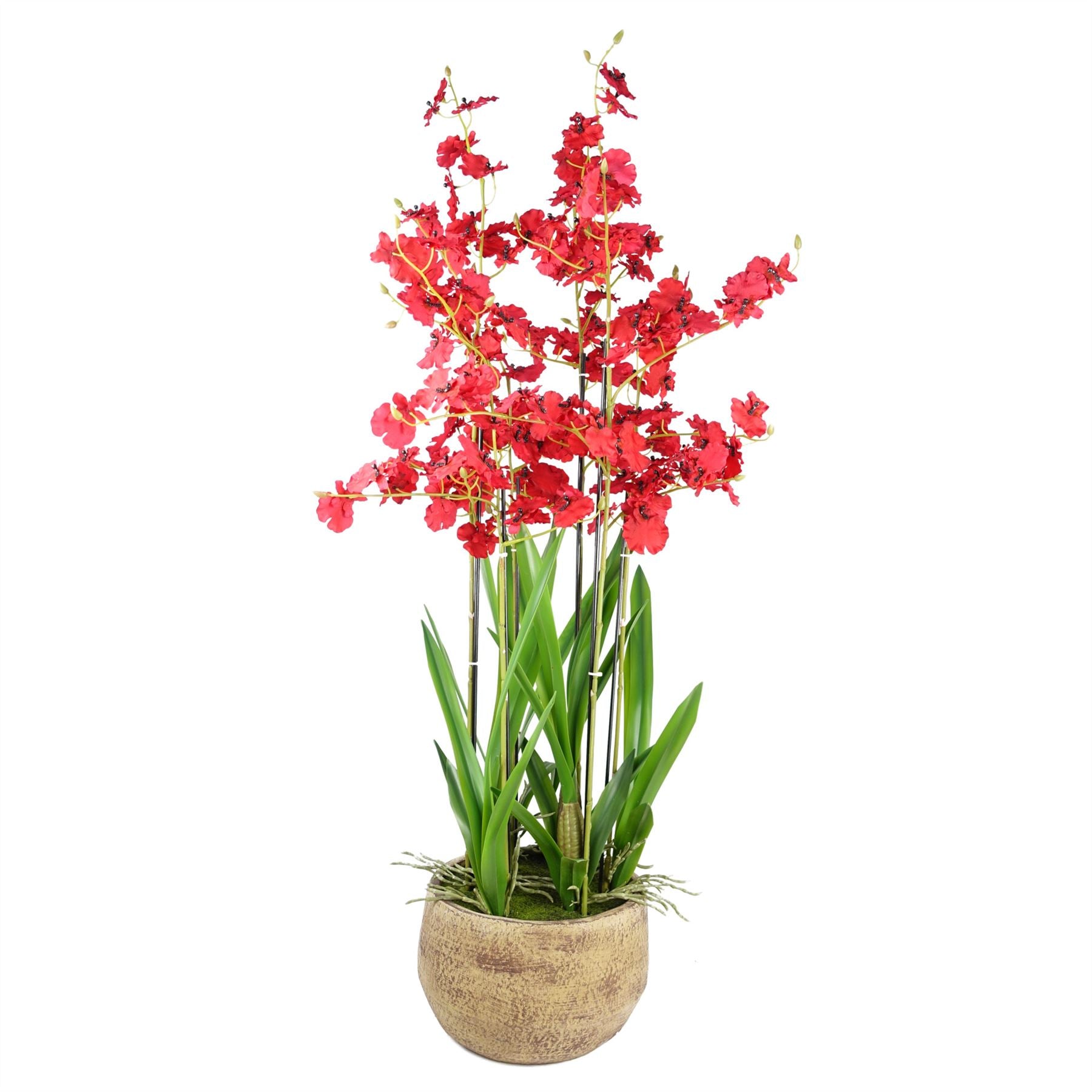 Artificial Orchid Red in Stoneware Planter Botanik