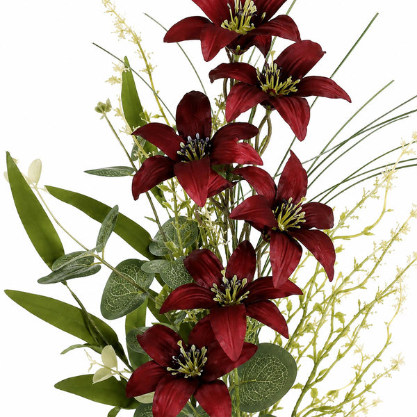 50cm Artificial Burgundy Lily Wildflower Bouquet