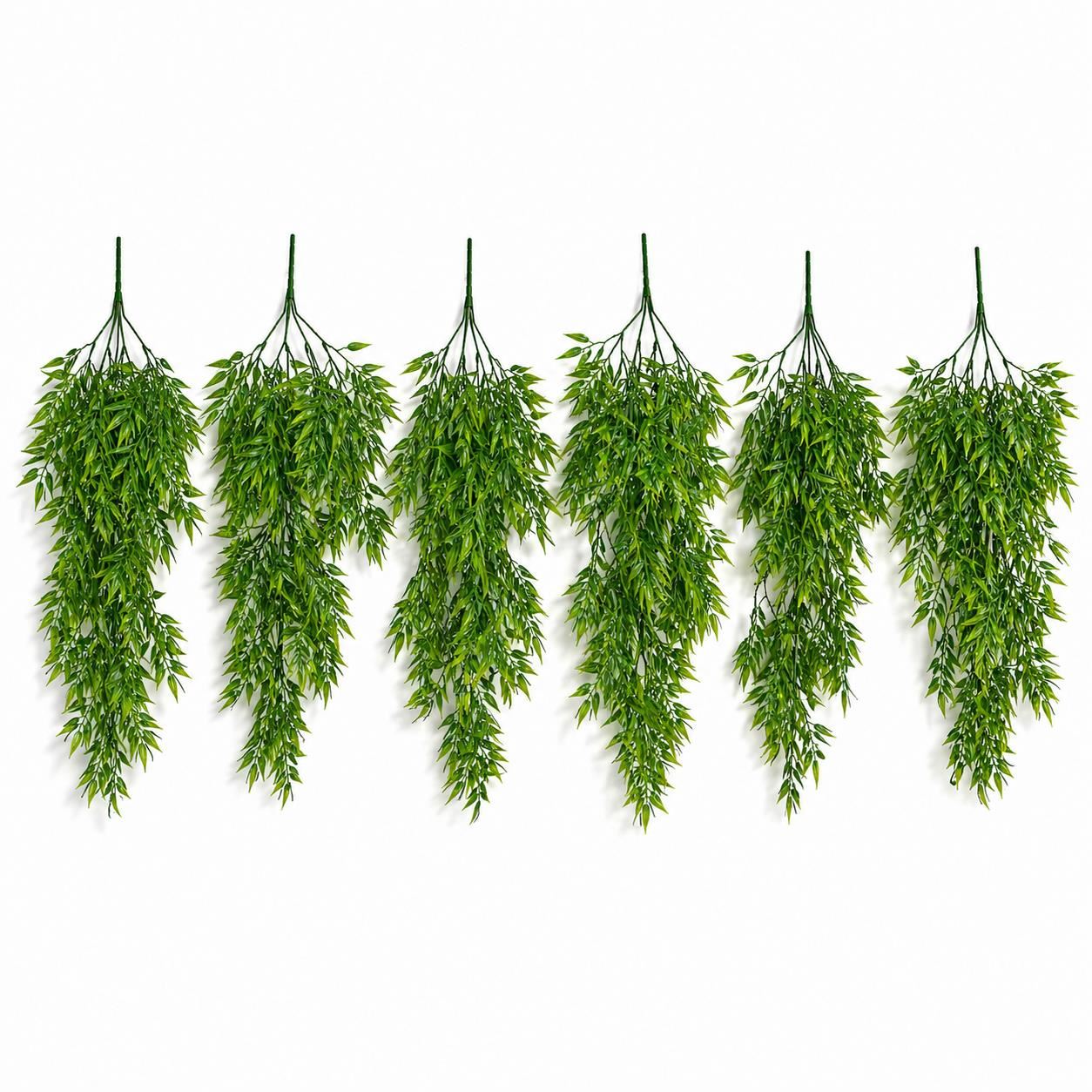 Pack of 6 x 80cm Artificial Trailing Bamboo Style Plant Hanging Faux Greenery - Premium Quality