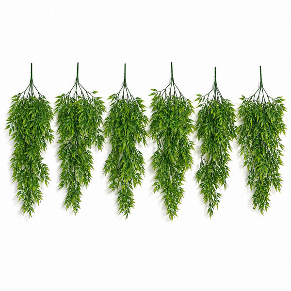 Pack of 6 x 80cm Artificial Trailing Bamboo Style Plant Hanging Faux Greenery - Premium Quality