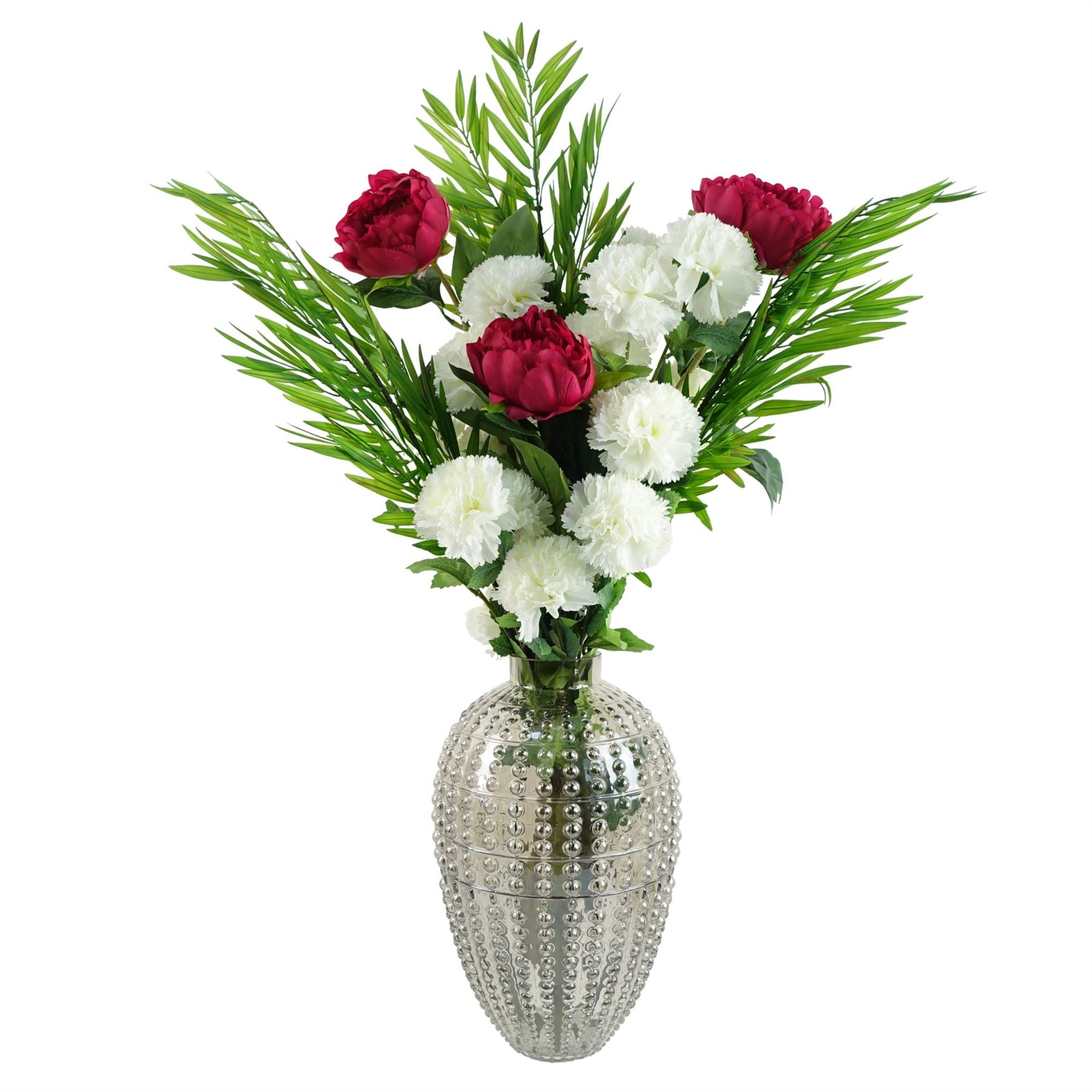 Artificial Flowers White Carnation Stem - 4 Flowers 70cm