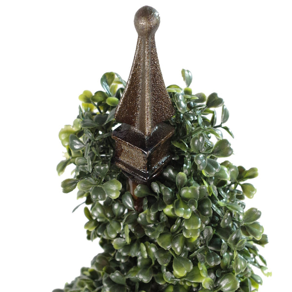 Artificial 120cm (4ft) Tall Boxwood Tower Tree Topiary Spiral Metal Top