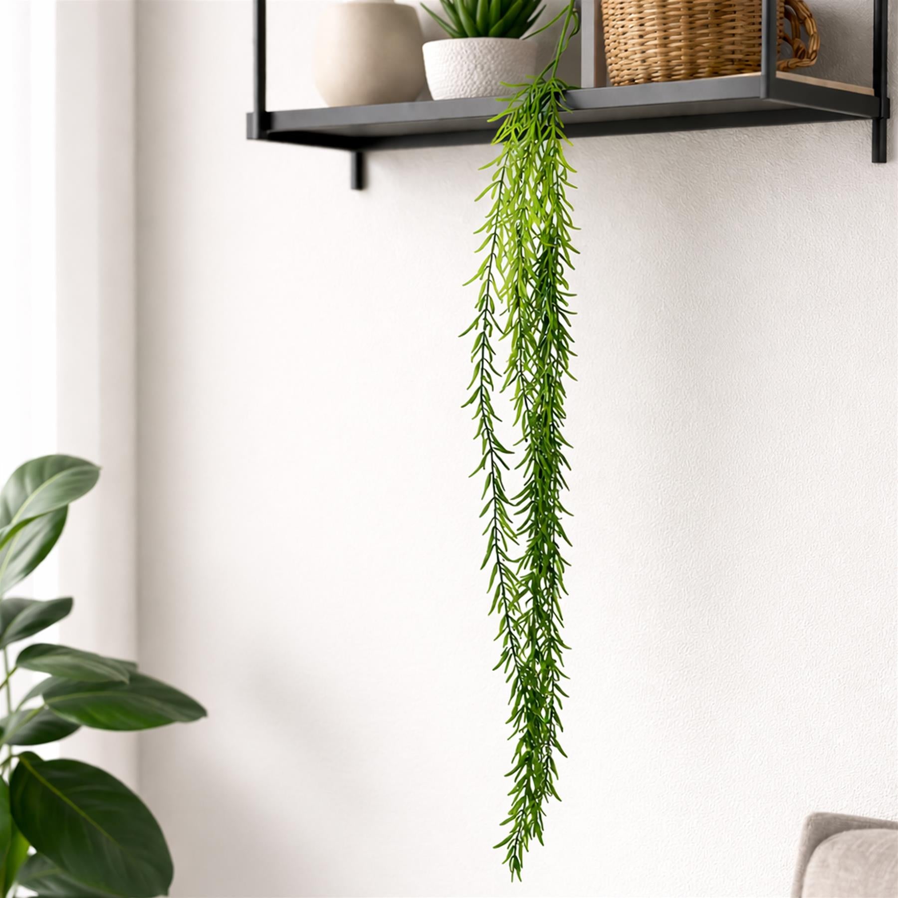 100cm Artificial Trailing Rhipsalis Style Hanging Plant - Dark Green Tips