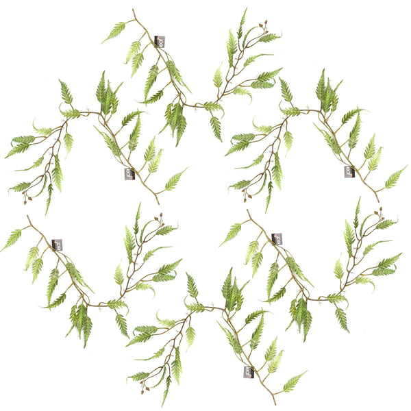6 x 125cm Artificial Hanging Trailing Fern Plant - Premium Quality
