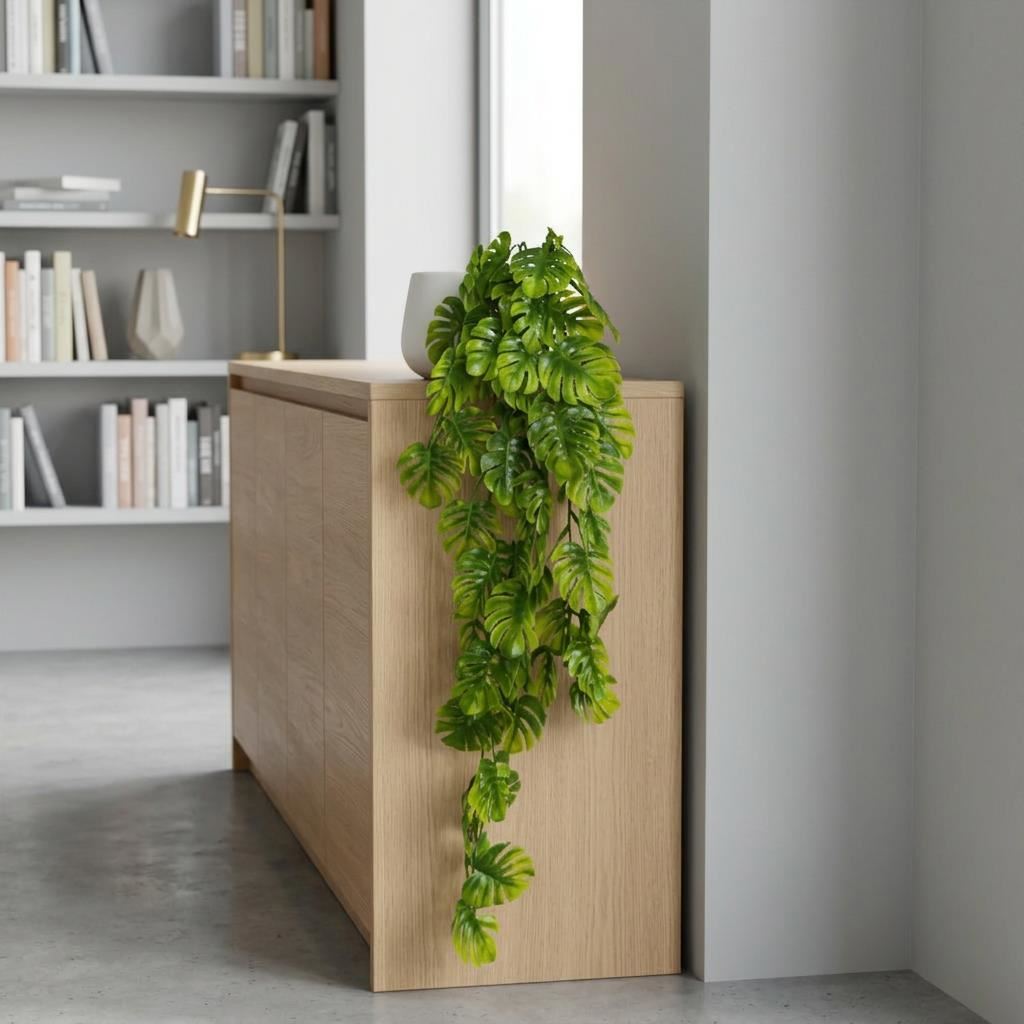 Pack of 6 x 70cm Hanging Mini Monstera Leaf Plant