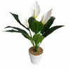 38cm Artificial White Peace Lily Plant in White Pot