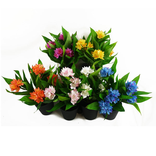 Leaf Design 6x 18cm Artificial Freesia Plants in Assorted Colours Flowering